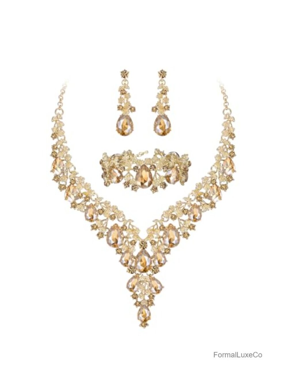 Bridal Jewelry Set Necklace Earrings Austrian Crystal Zinc Alloy Wedding Gift
